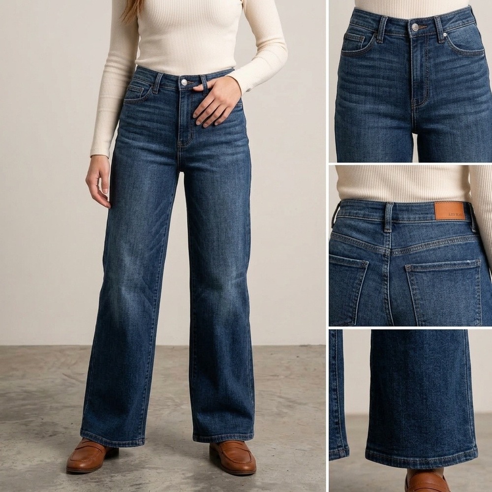 Judy Blue High Waist Wide Leg Jeans Size 9/29 Dark Wash Stretch Denim
